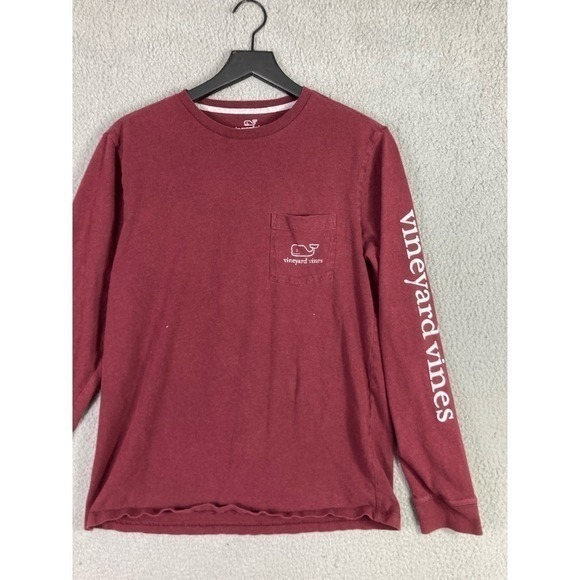 Vineyard Vines Men's Long Sleeve Maroon Red Cotton Crewneck Small Peru Made - Picture 7 of 9